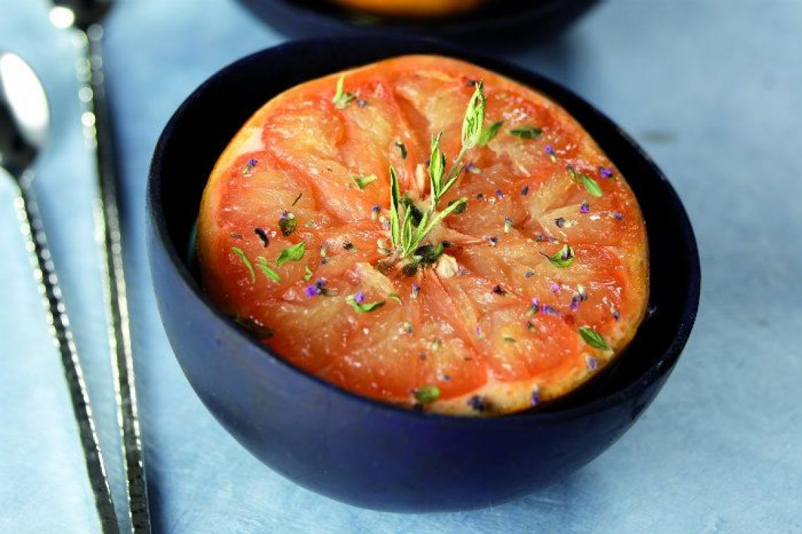 Pomelo rôtis au thym, miel et huile d'olive Metrotime