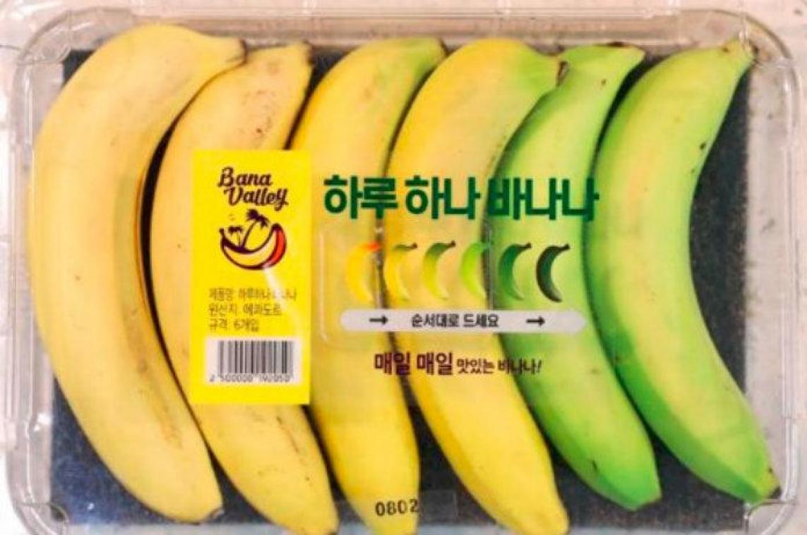 Ingenieuze verpakking toont welke bananen rijp